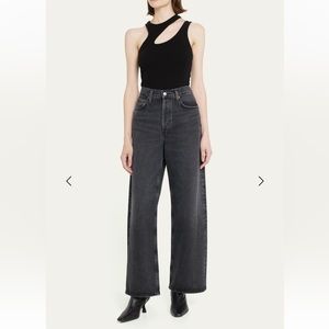 AGOLDE Black Low Slung Low-Rise Wide Leg Baggy Jeans size 24